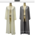 Item básico mulheres muçulmanos usam poliéster macio dubai chiffon cor sólida manga longa vestido abaya